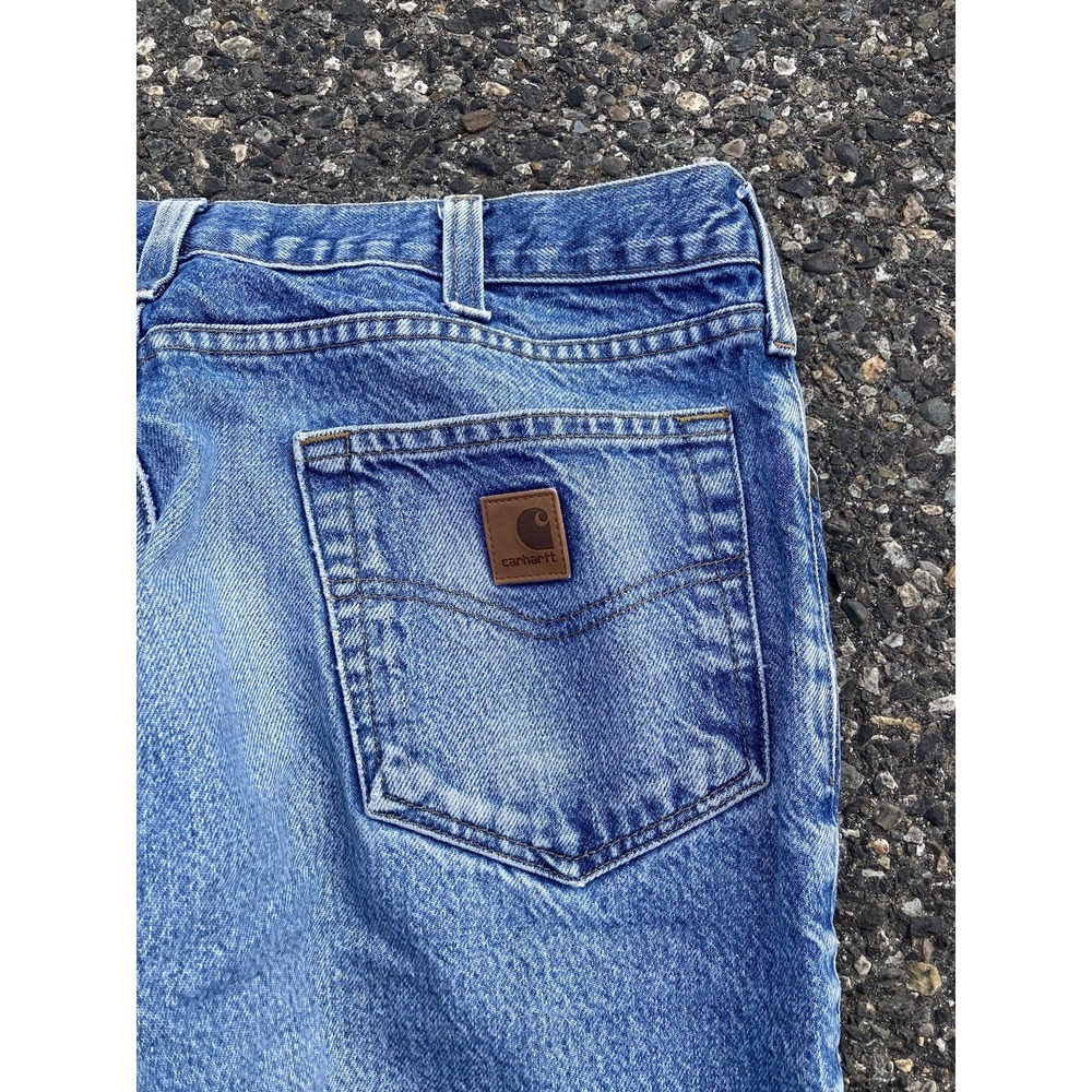 Vintage Y2K Carhartt Denim Blue Workwear Jeans Distressed Size 33x36